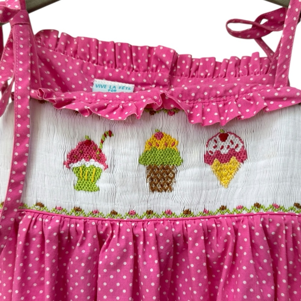 Vive La Fete For Ragsland Ice Cream Smocked Dress size 6 - Picture 2 of 7